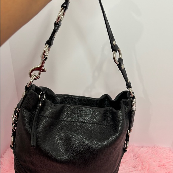 Coach Black Leather Shoulder Bag with Silver Hardware - Picture 1 of 12